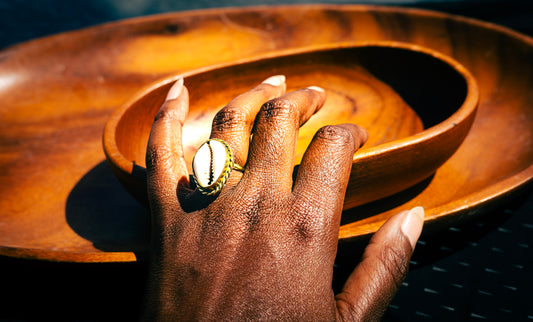 Cowrie Shell Rope-Frame Ring