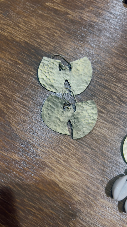 Hammered Brass Wu-Tang Inspired Cutout Earrings