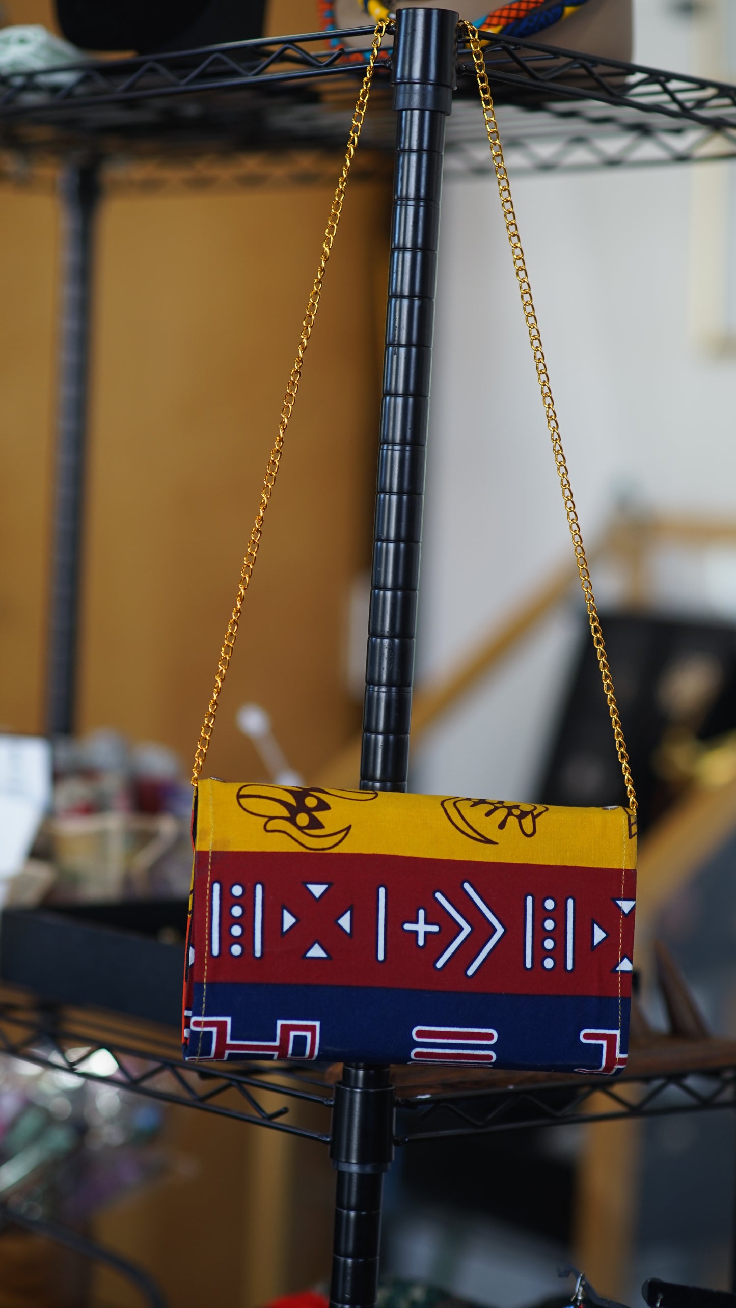 African Print Chain Clutch