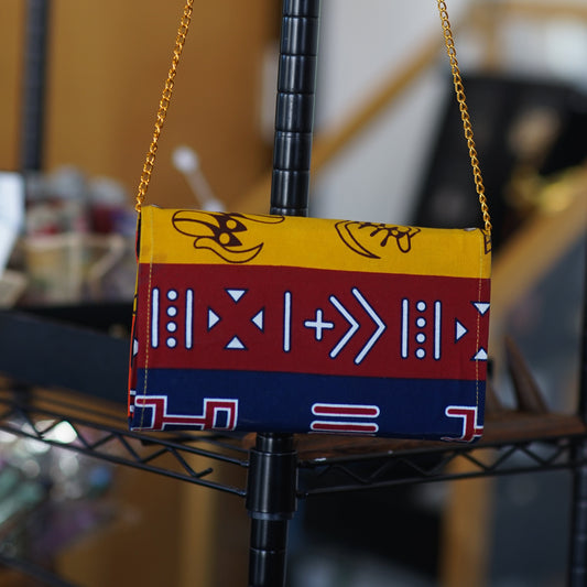 African Print Chain Clutch