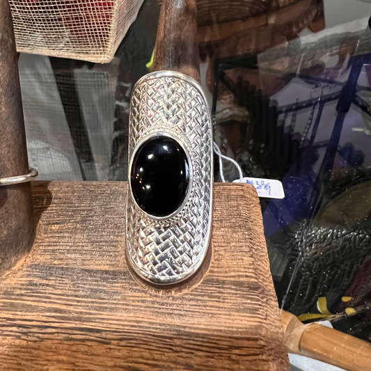 Sterling Silver and Tourmaline Half Knuckle Ring- Size 10