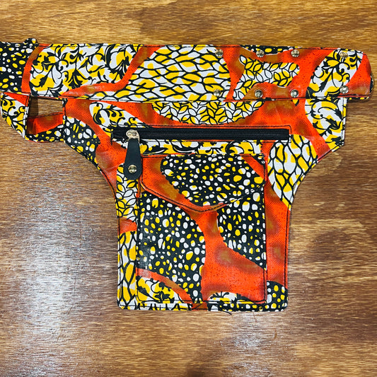 African Fabric Belt Bag Orange