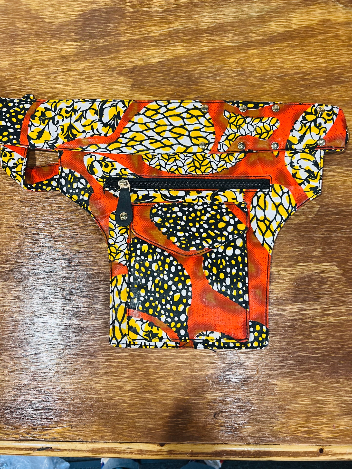 African Fabric Belt Bag Orange
