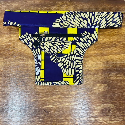 African Fabric Belt Bag Navy