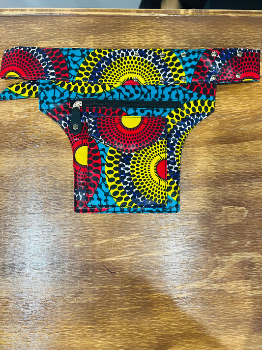 African Fabric Belt Bag Turquoise