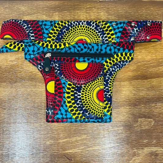 African Fabric Belt Bag Turquoise