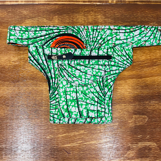 African Fabric Belt Bag Green