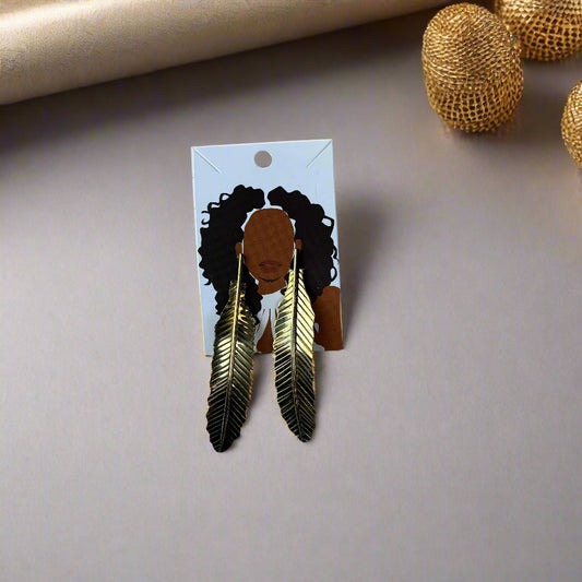 Gold Feathered Earrings
