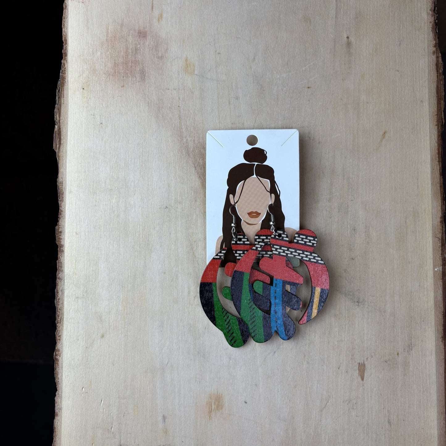 Multi Color Gye Nyame Wooden Earrings