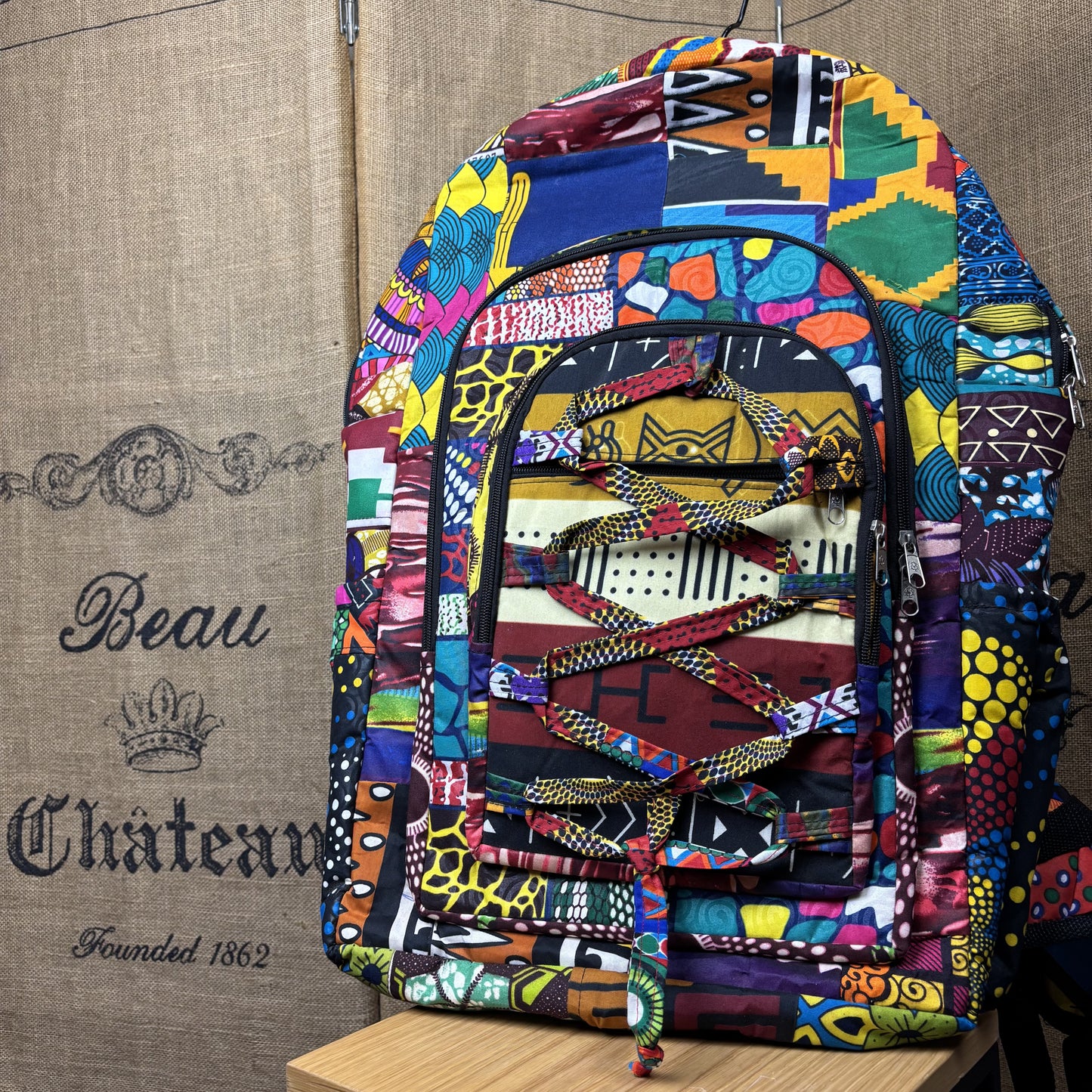 Oversized African Printed Backpack Pattern
