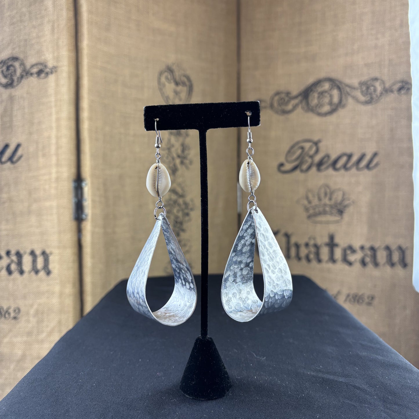 Cowrie Silver Drop Earrings