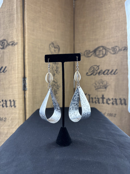 Cowrie Silver Drop Earrings