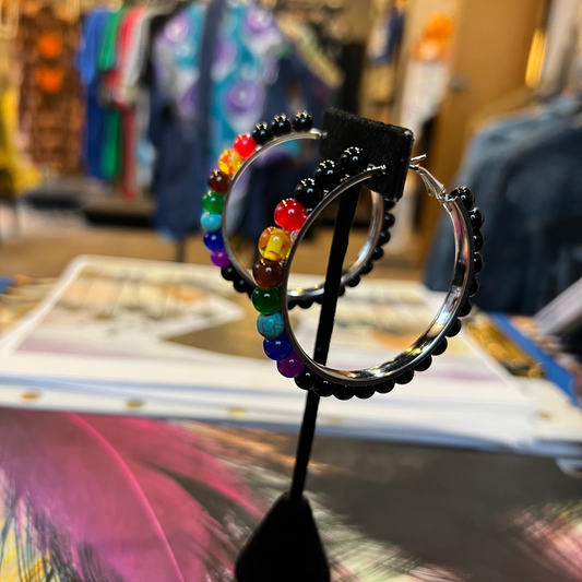 Seven Chakra Beaded Hoop Earring