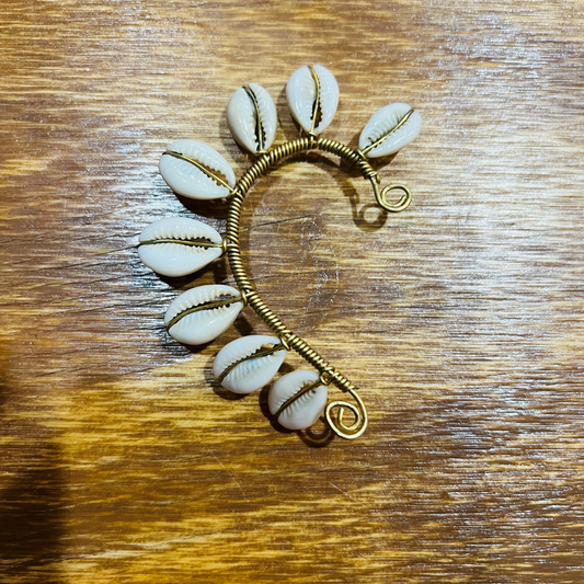Handmade Cowrie Shell Ear Cuff- Gold