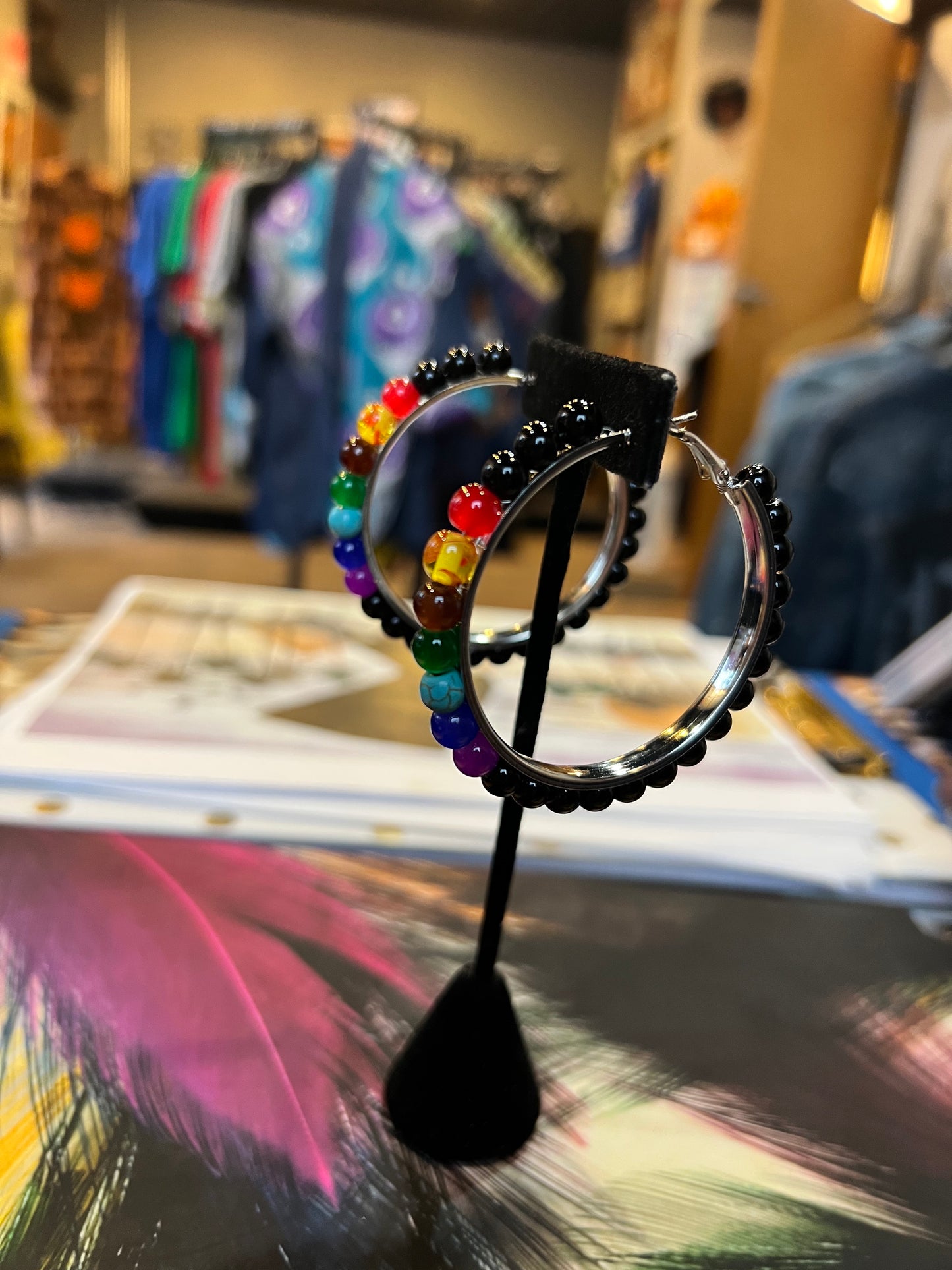 Seven Chakra Beaded Hoop Earring