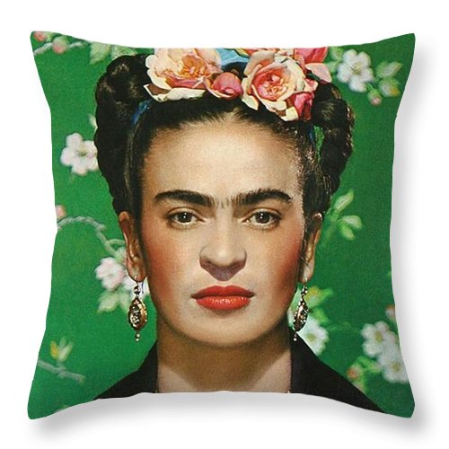 Colorful Frida Kahlo Portrait PIllow
