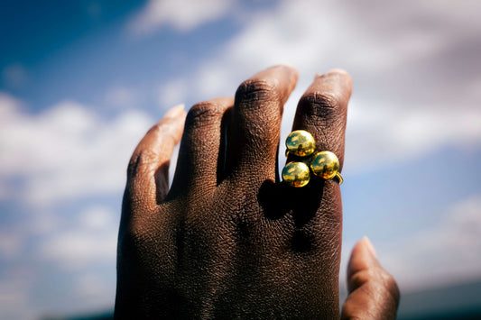 Brass Gold Trio Dome Ring