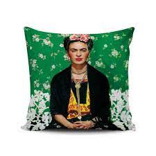 Colorful Frida Kahlo Portrait PIllow