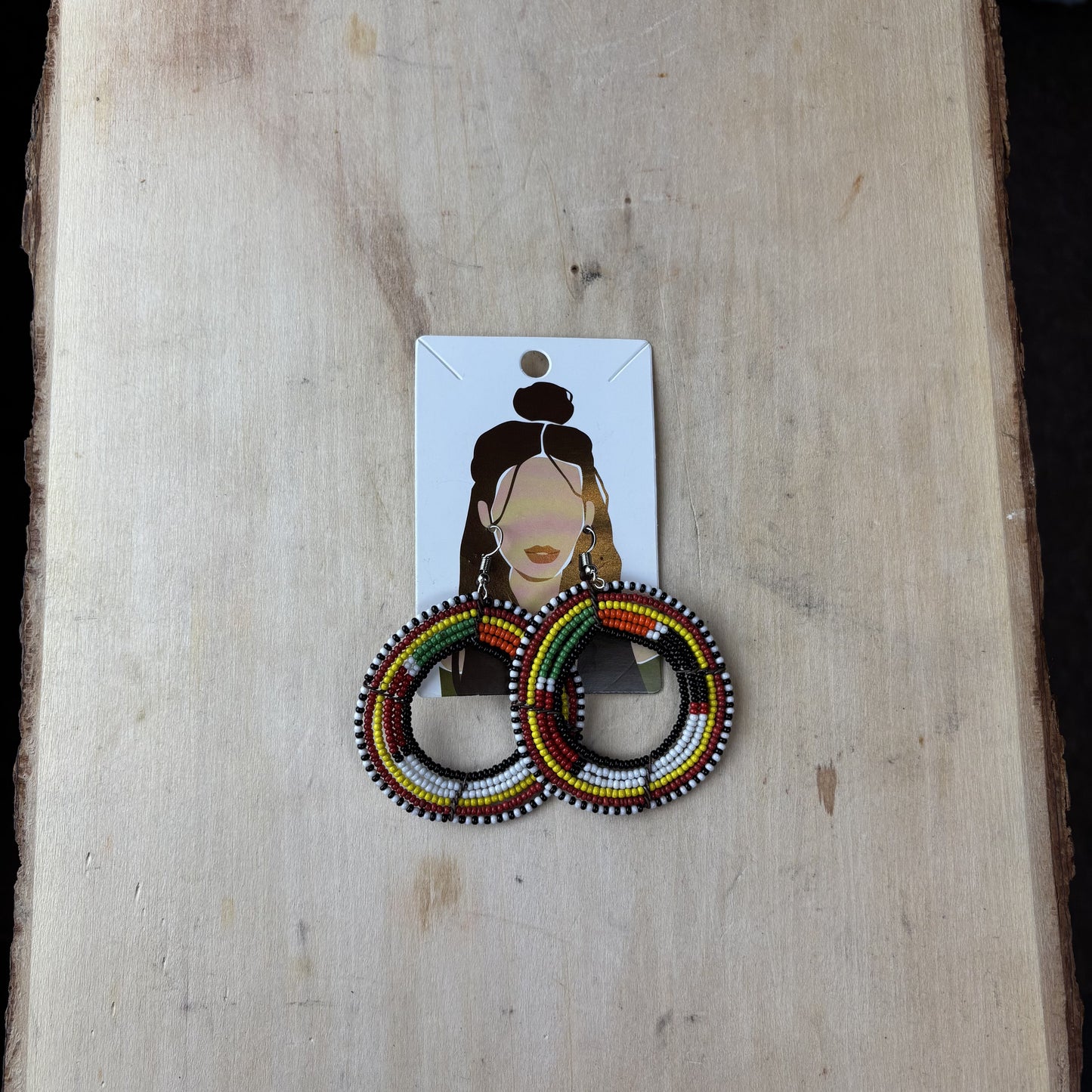 Beaded Hoop Earring Orange