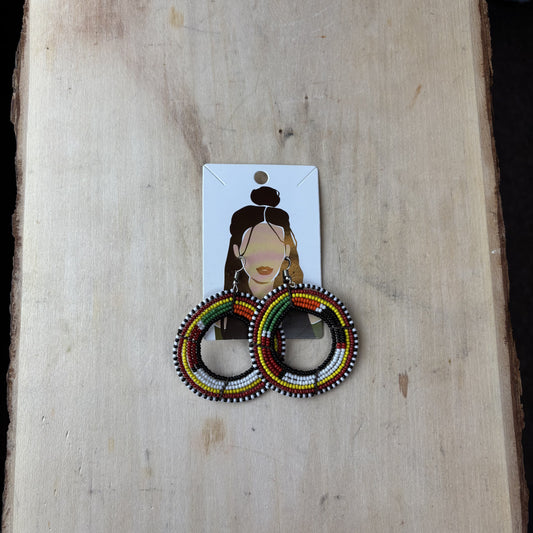 Beaded Hoop Earring Orange