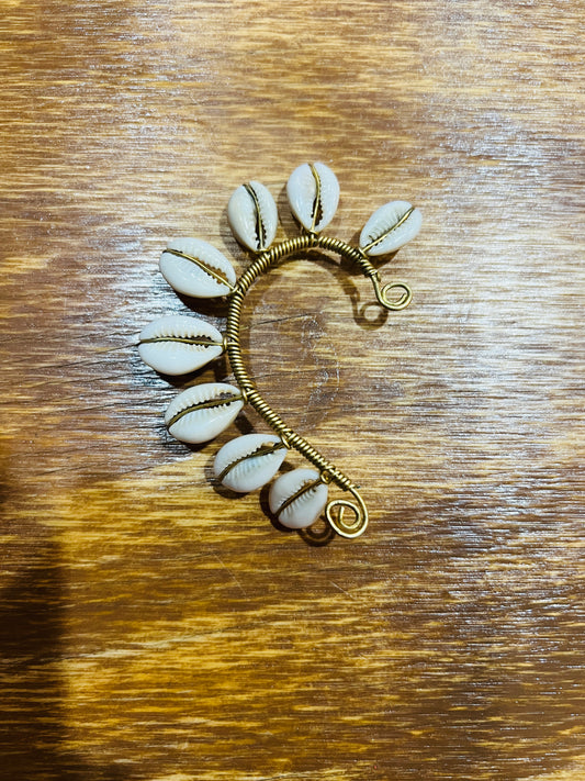 Handmade Cowrie Shell Ear Cuff- Gold