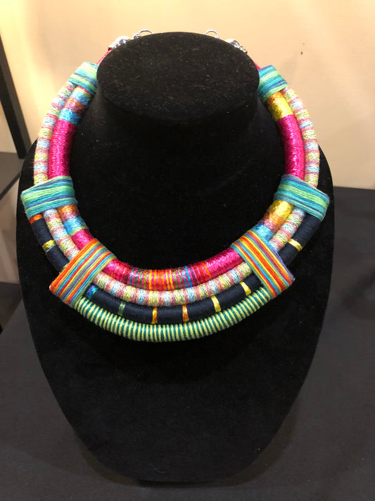 Multi-Color Amazon Hand Wrapped Necklace