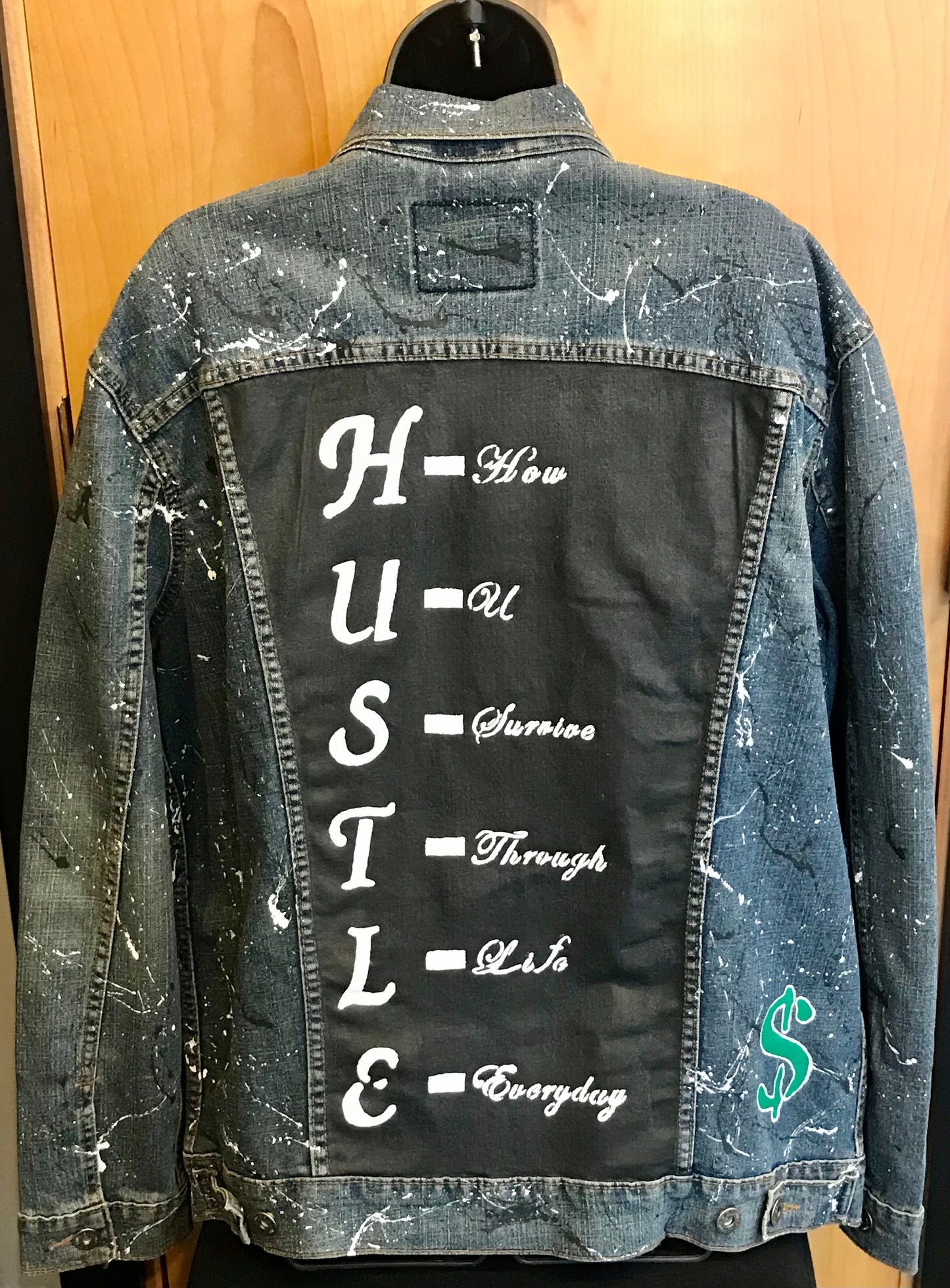 "HUSTLE" Custom Denim Jacket