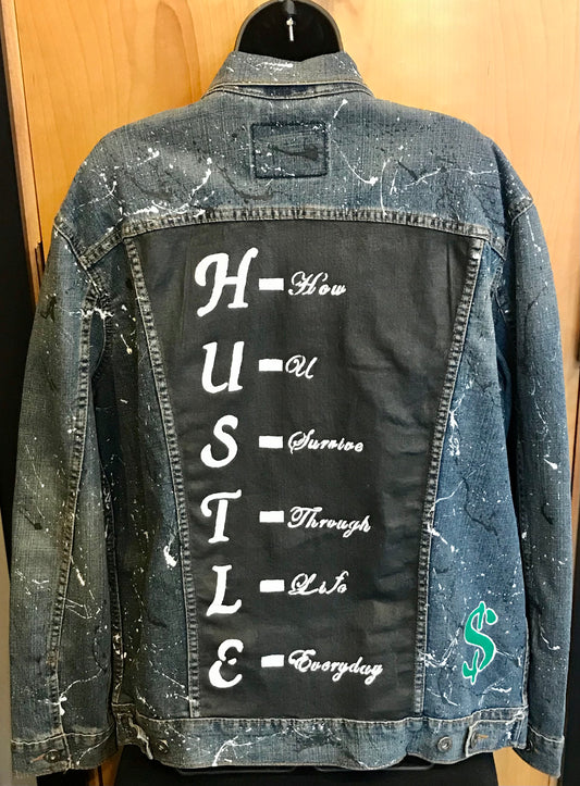 "HUSTLE" Custom Denim Jacket
