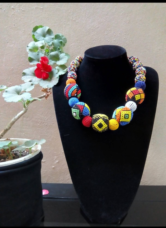 Multi-Color Ndebele Ball Necklace
